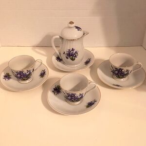 Vtg. Noritake Morimura Miniature Tea Set Floral‎ Purple Design